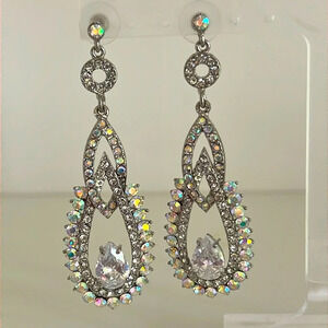 Elegant Silver and Crystal Drop Earrings